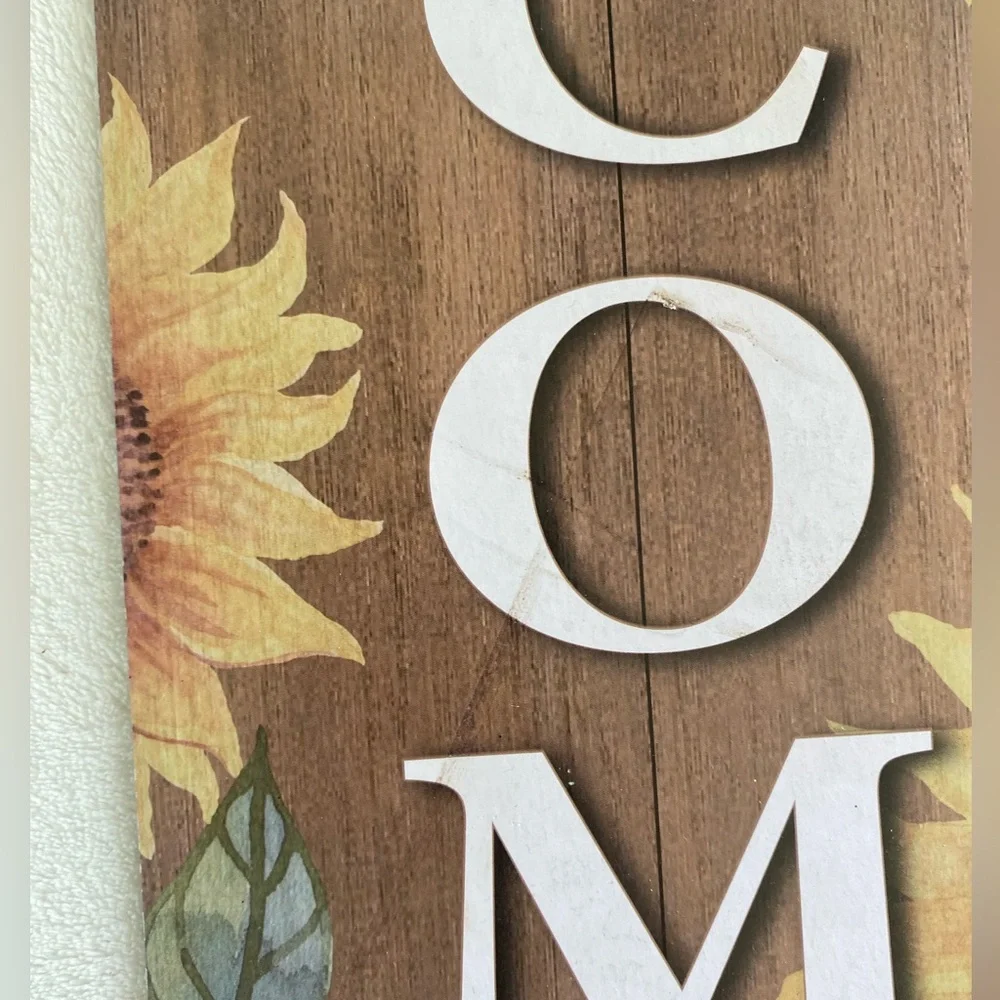 NWT Sunflower 3 Piece Fall Decorations Welcome Sign and Shelf Sitters